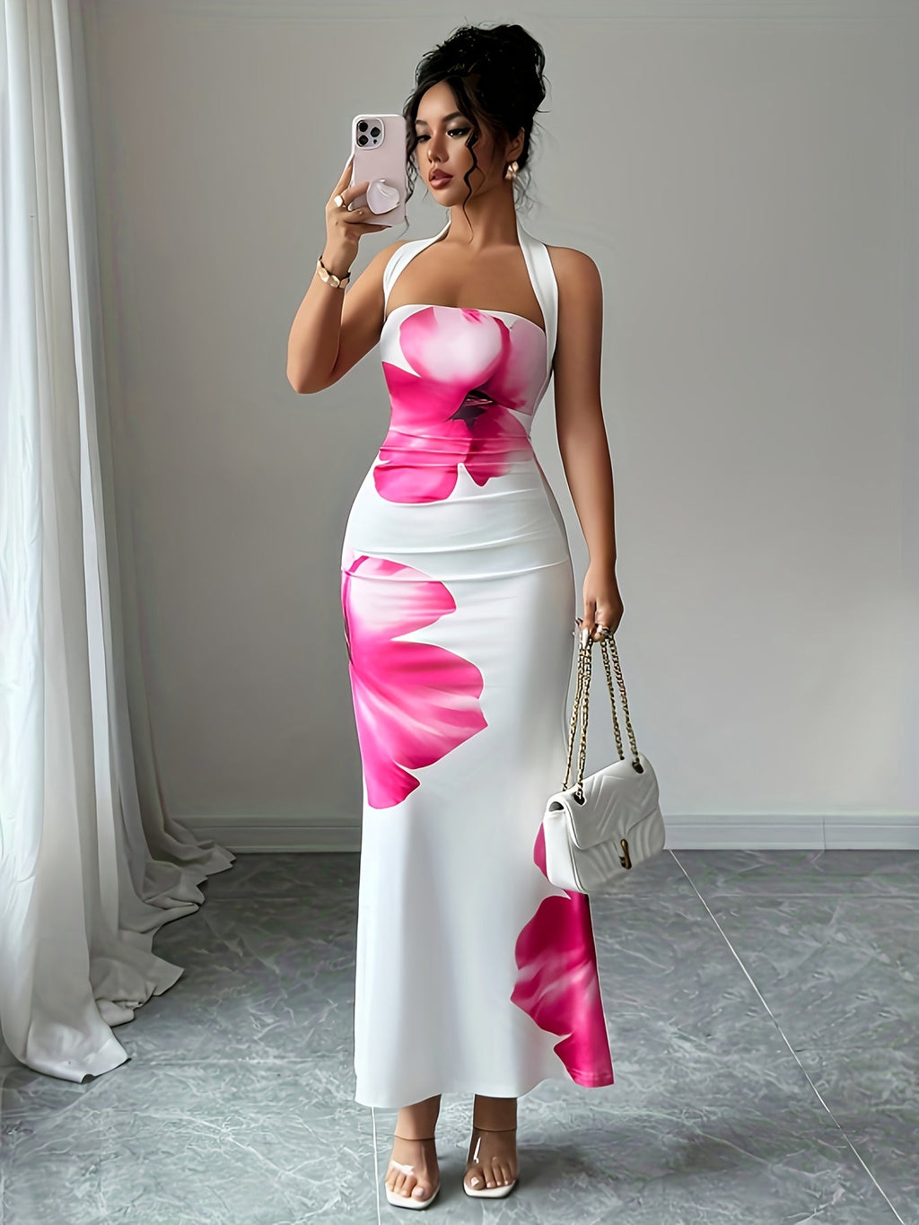Zoe | Halter Neck Dress with Floral Print