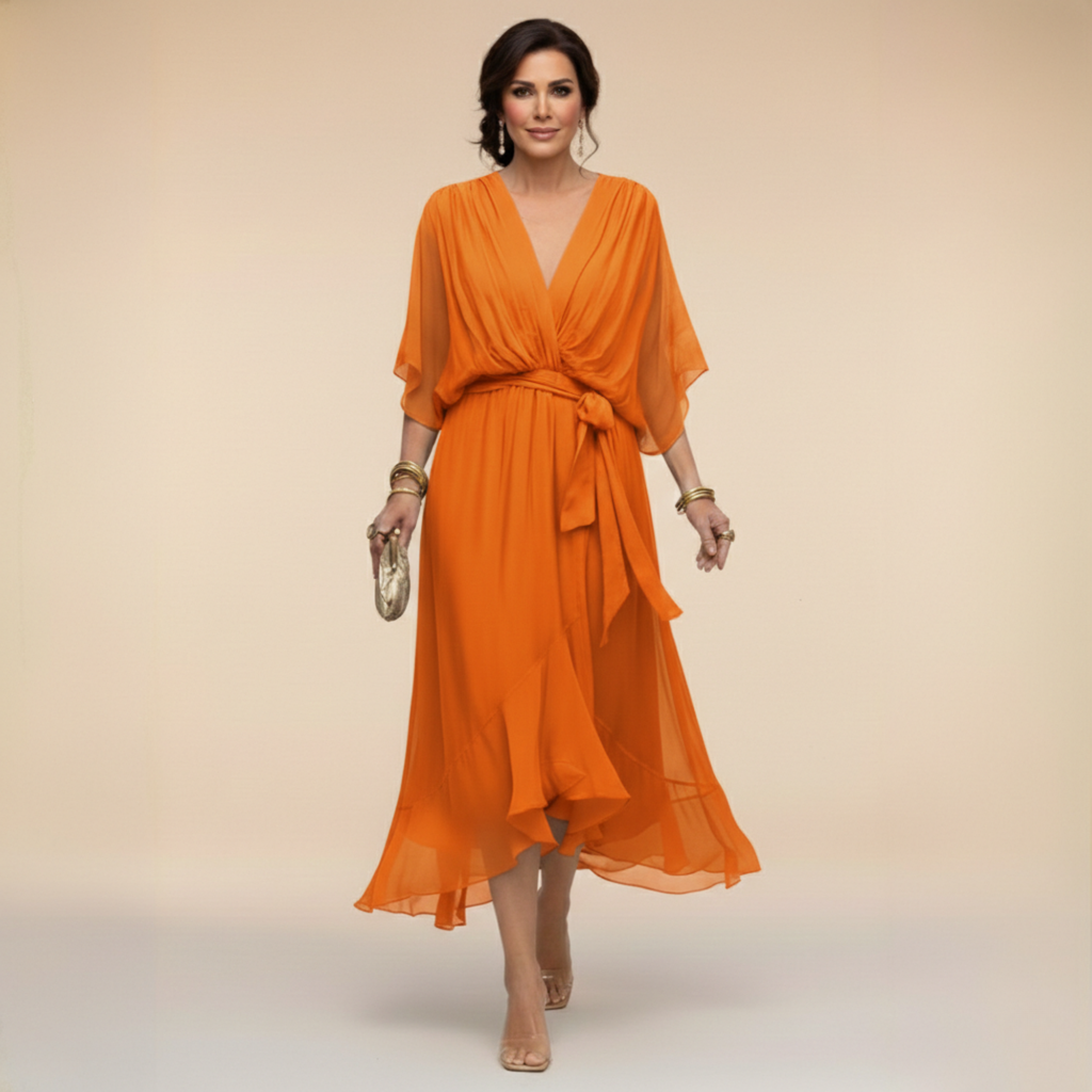 Lana | Flowing Midi Dress with V-Neck