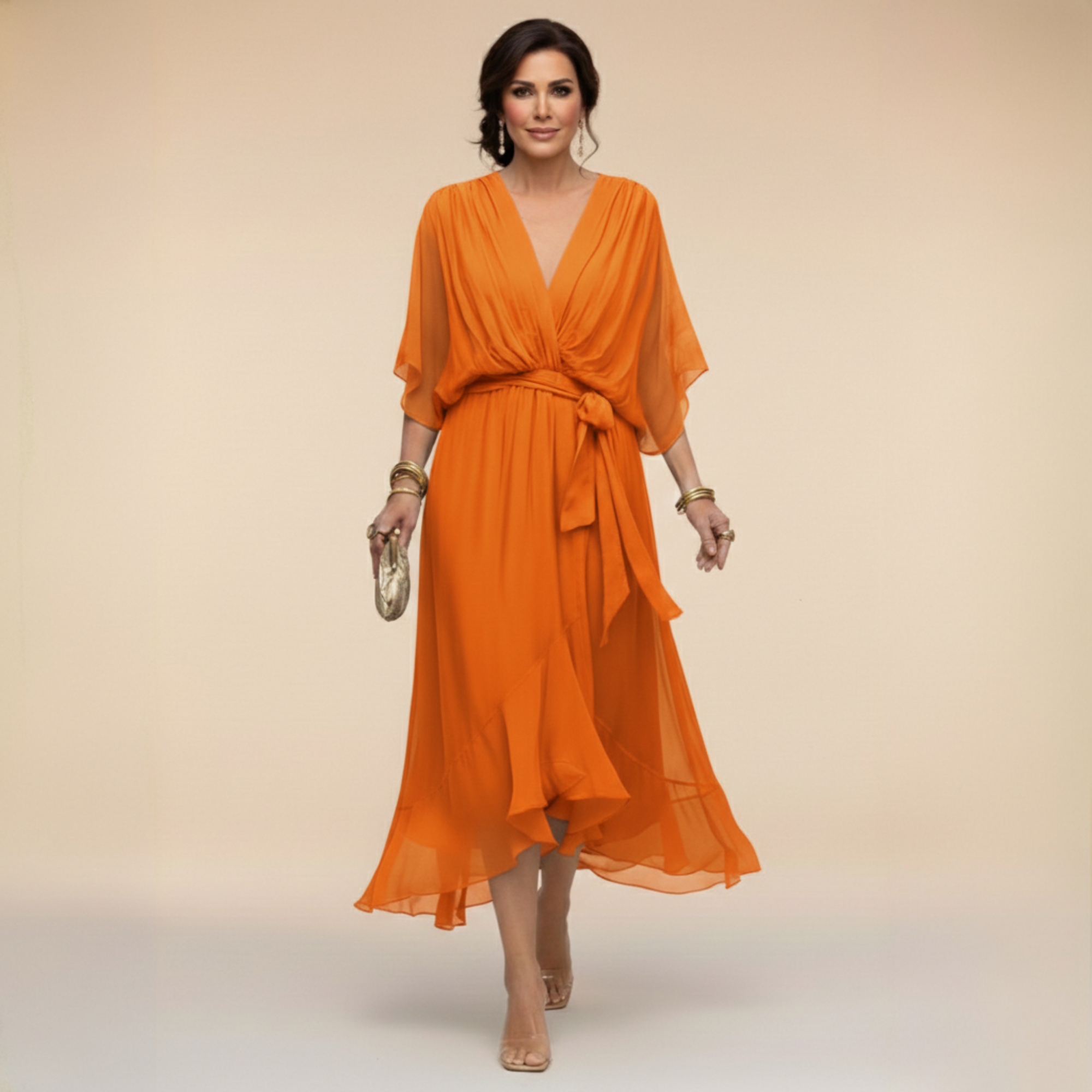 Lana | Flowing Midi Dress with V-Neck