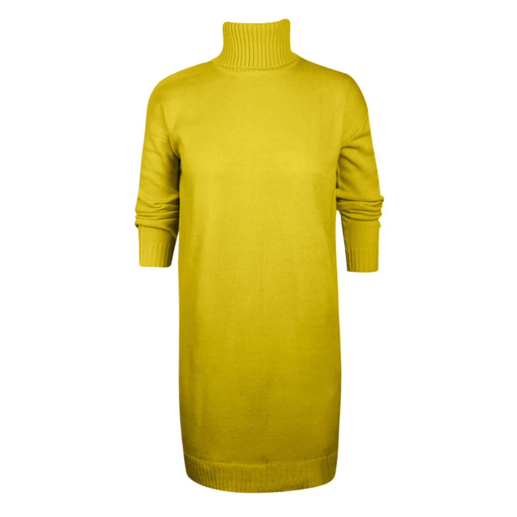 Anieska - Gebreide Jurk met Geribbelde Manchetten