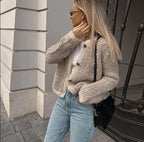 Mirella Teddy-Cardigan | Weicher Damen-Cardigan mit Knöpfen im Teddy-Look