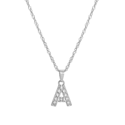 Letter Necklace with Zirconia