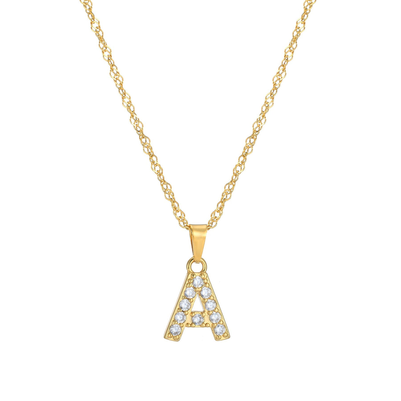 Letter Necklace with Zirconia