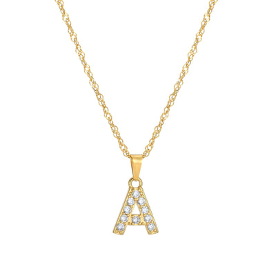 Letter Necklace with Zirconia