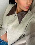 Jaela | Vest met Leren Kraag