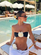Bandeau Bikiniset - Vrouwen Bloemen Strapless Hoog uitgesneden Strandkleding