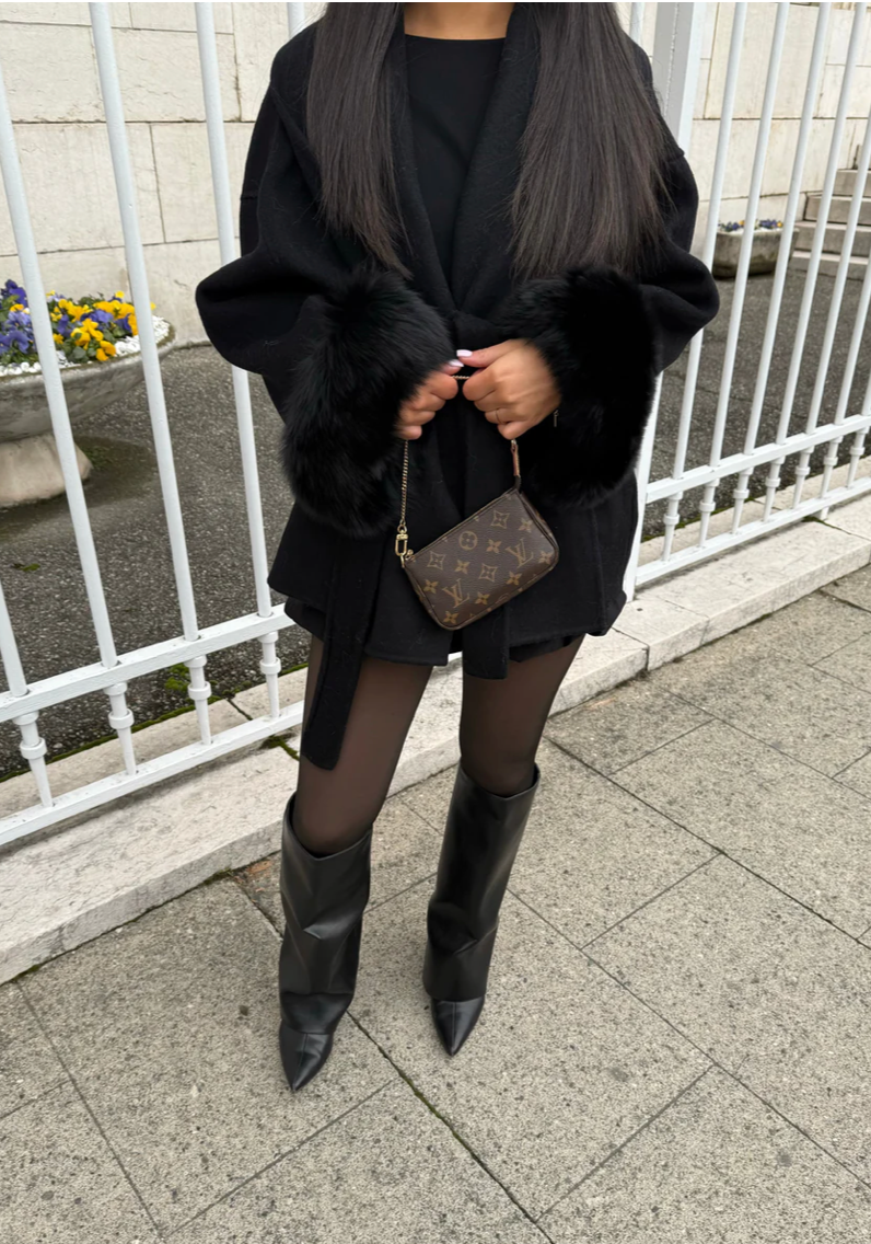 Nada | Wollen jas met bont