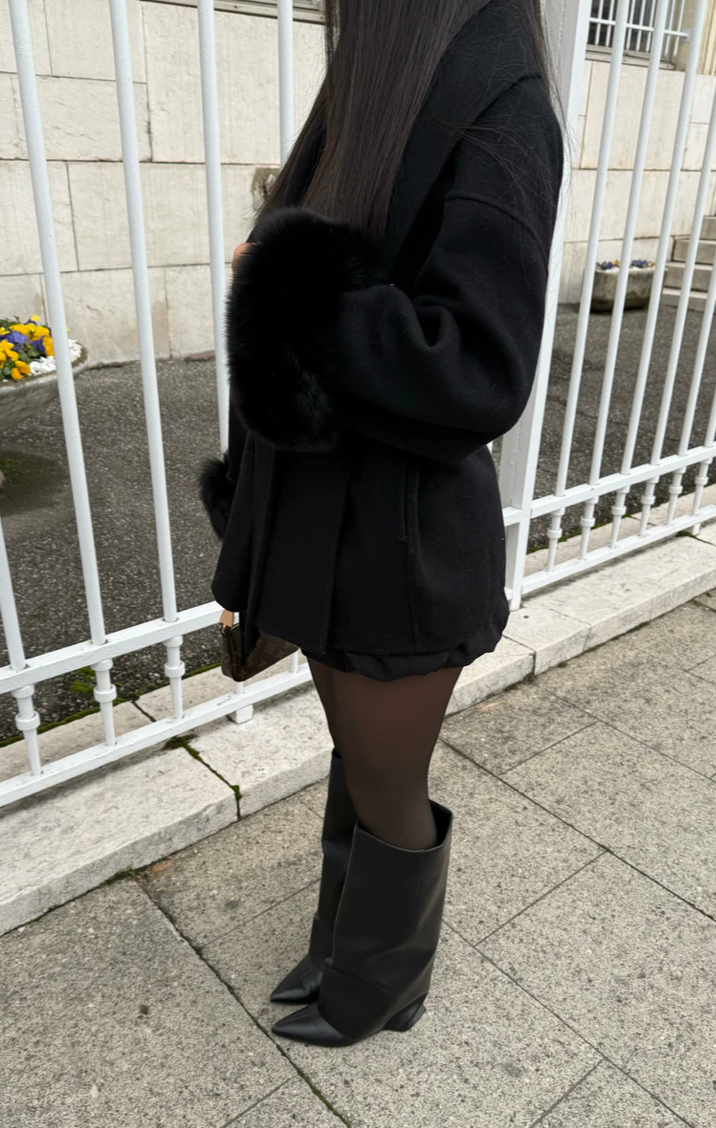 Nada | Wollen jas met bont