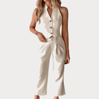 Nadine | Ärmelloses Blazer-Set mit Hose mit weitem Bein