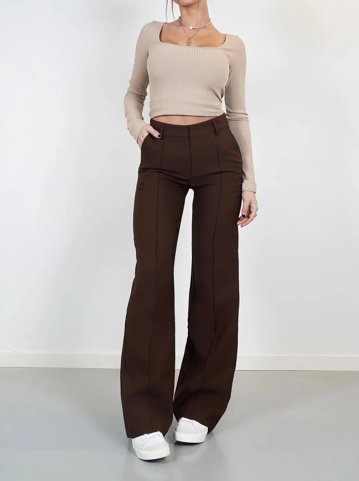 Luna | Pantalon met Wijde Pijpen & High Waist Pasvorm