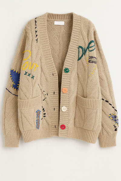 Laure Atelier – Strickjacke mit Farbpatches 