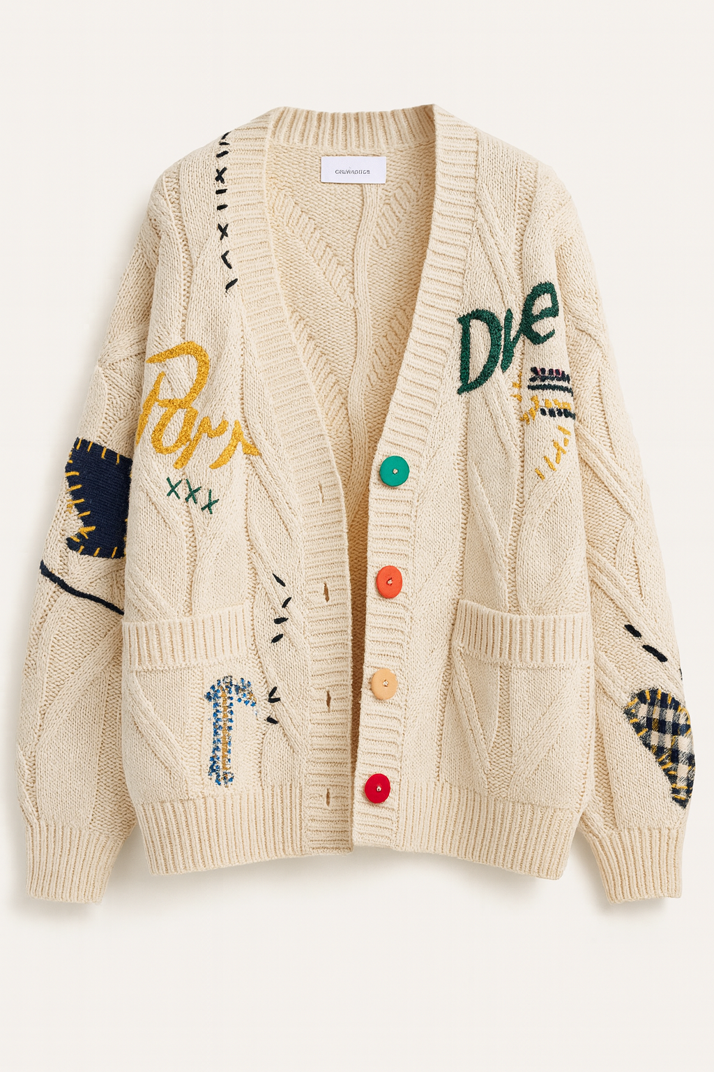 Laure Atelier – Strickjacke mit Farbpatches 
