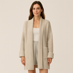 Camille Arnaud | Luxe Lang Gebreid Vest met Sjaalkraag