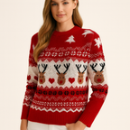 Lotte Marceau | Luxuriöser gestrickter Weihnachtspullover mit Rentiermuster 