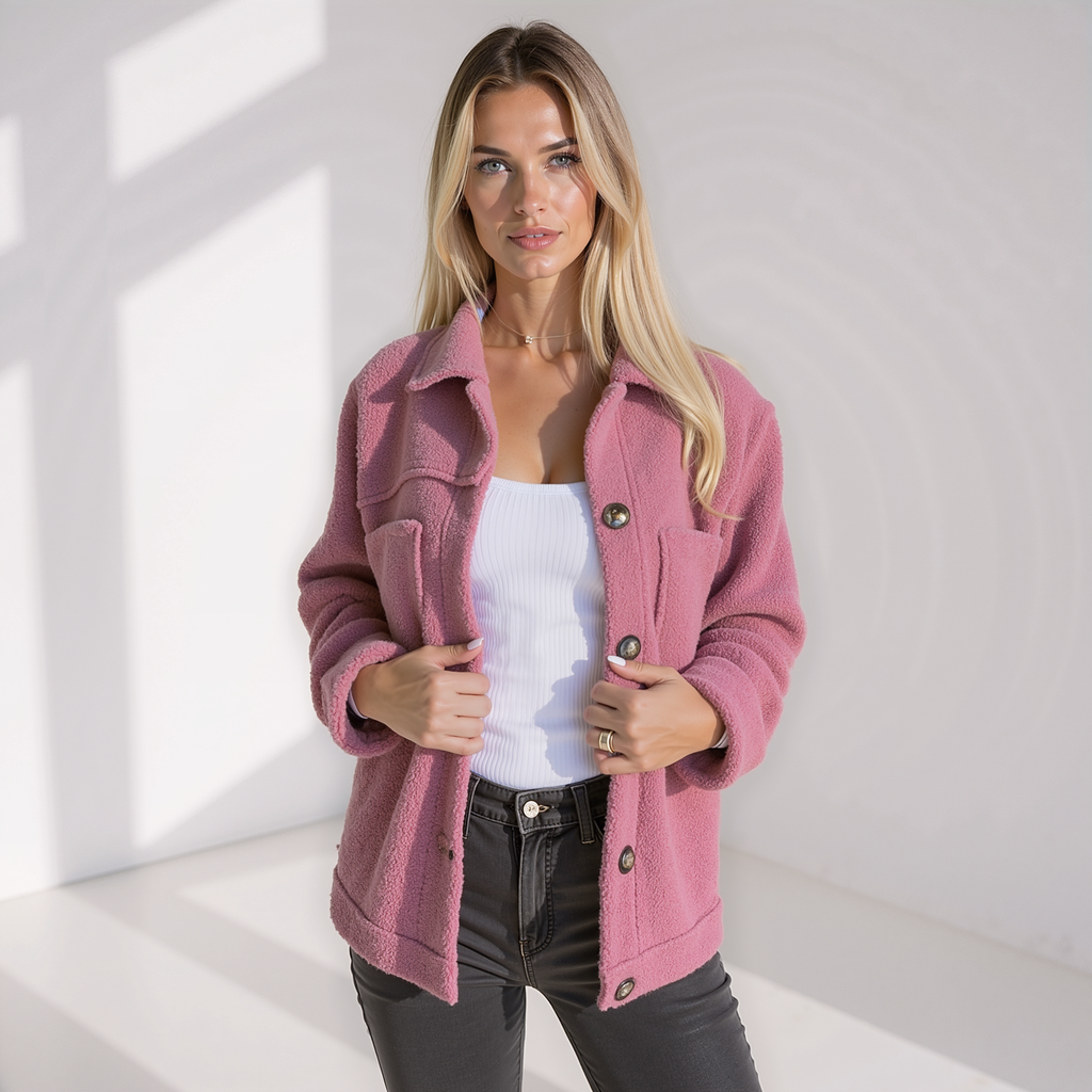 Selina Morel | Luxuriöser Fleece-Herbstmantel mit Reverskragen 