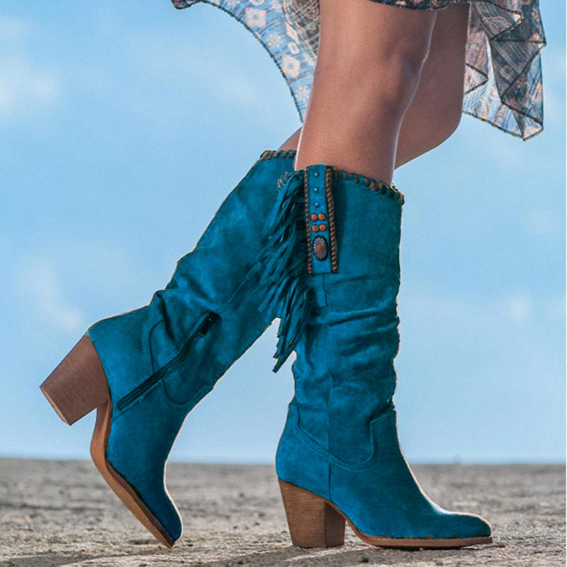 Cowgirlstiefel - Blockabsatz - Wadenlang - Cowboystiefel - Damenstiefel
