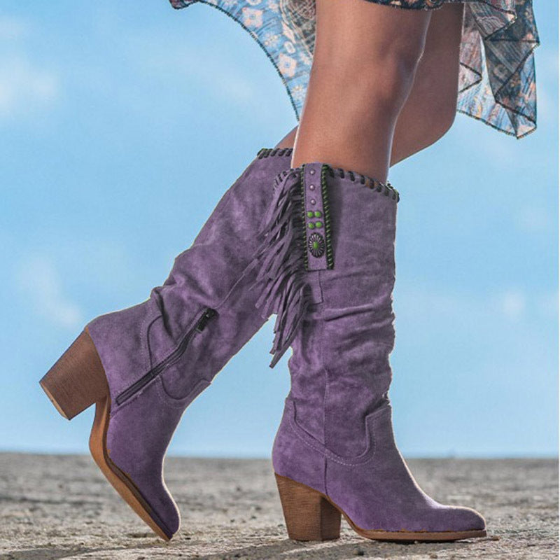 Cowgirlstiefel - Blockabsatz - Wadenlang - Cowboystiefel - Damenstiefel