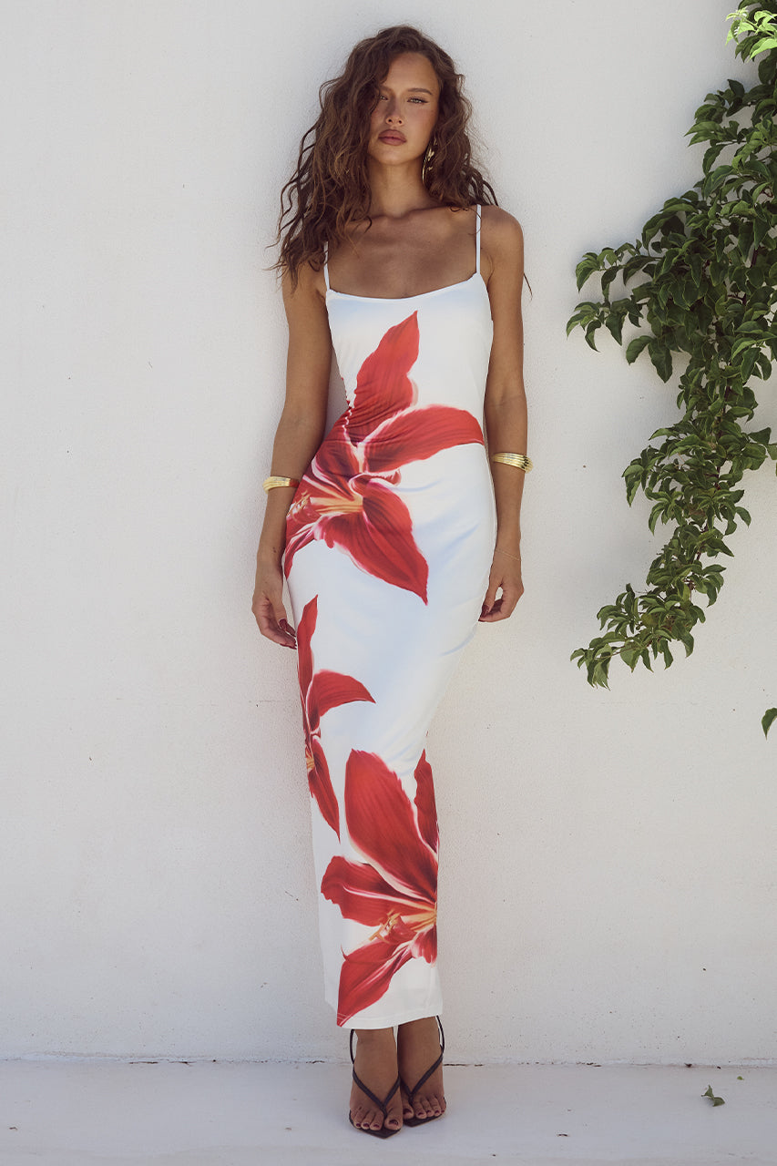 Polina™ | Crimson Lily Maxi Dress