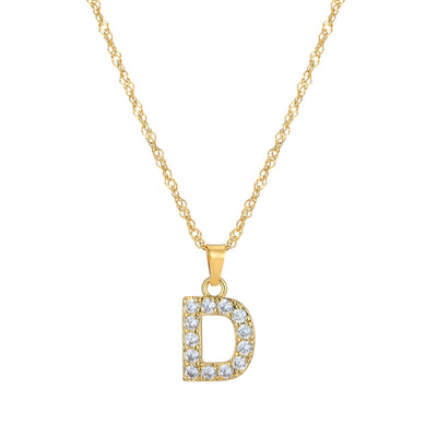 Letter Necklace with Zirconia