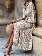 Cayena Elegante Doorknoopjurk Met Strikdetail