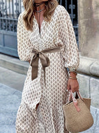 Cayena Elegante Doorknoopjurk Met Strikdetail