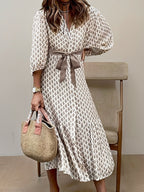 Cayena Elegante Doorknoopjurk Met Strikdetail