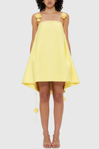 Eleanor – Radiant Yellow Satin Party Dress for Women