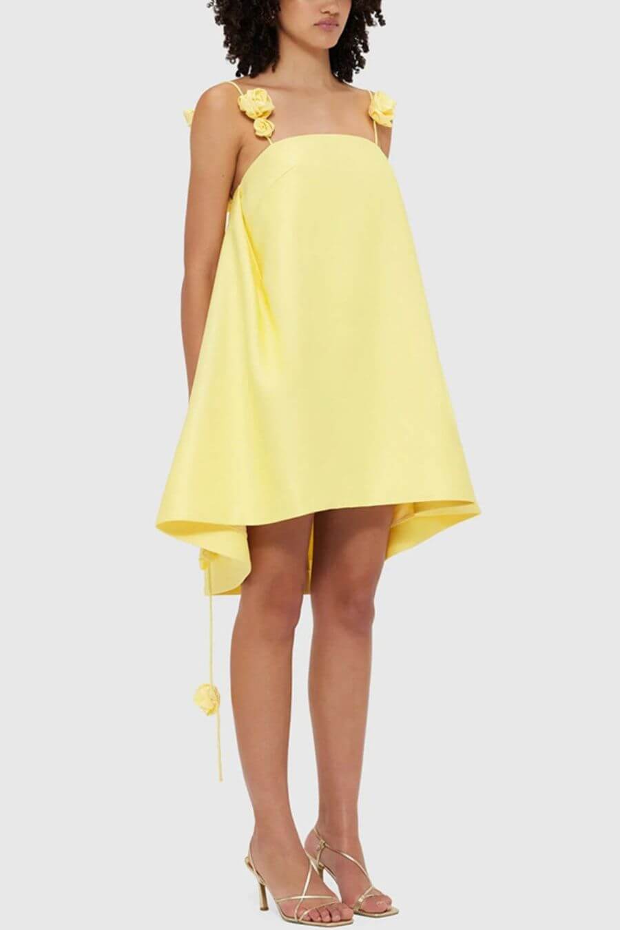 Eleanor – Radiant Yellow Satin Party Dress for Women