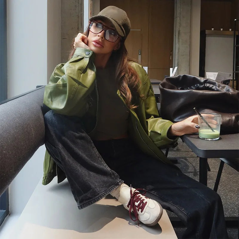 EMERYN – Street Chic PU Leather Jacket voor Dames