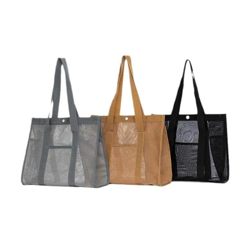 Große Strandtasche mit Mesh-Design für Fitness und Reisen