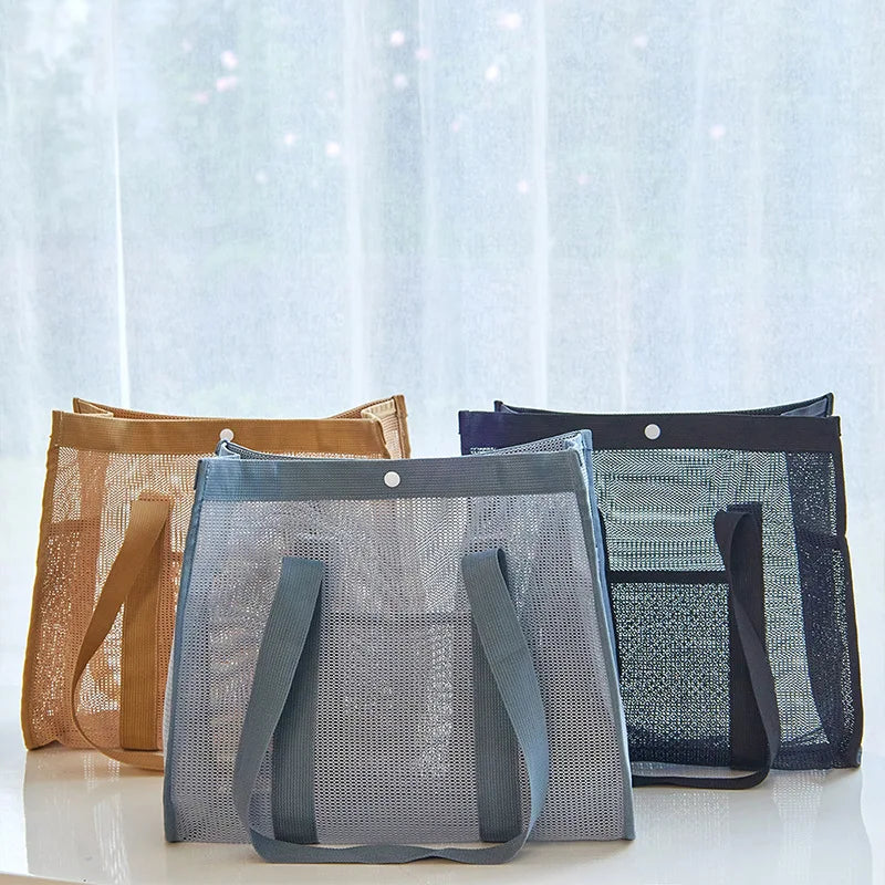 Große Strandtasche mit Mesh-Design für Fitness und Reisen