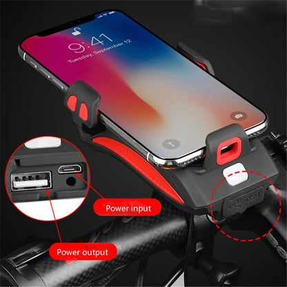 FietsTelePro™ | 4-in-1 Telefoonhouder, Powerbank, Verlichting & Claxon