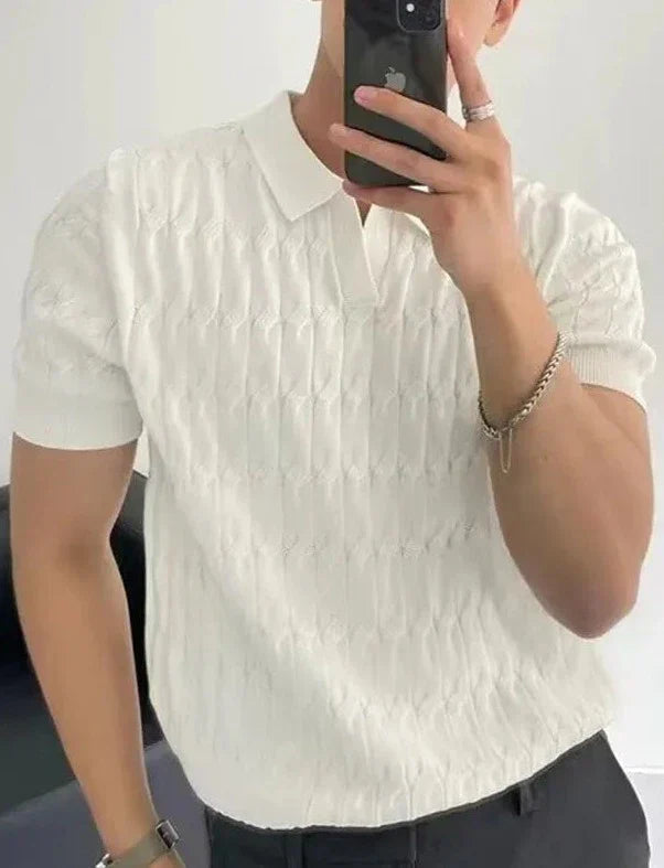 Herren Poloshirt Baumwolle Gestrickt Mit Kurzen Ärmeln - Casual Polo Shirt Männer