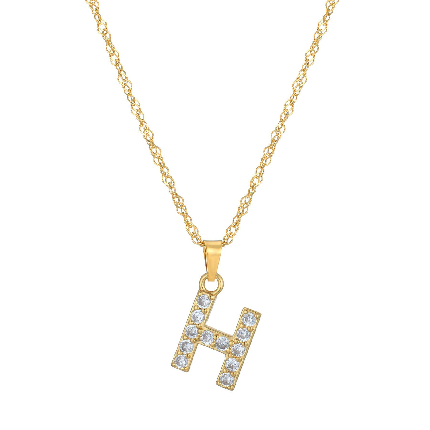 Letter Necklace with Zirconia