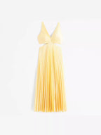 Madison | Gelb plissiertes Maxikleid