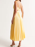 Madison | Gelb plissiertes Maxikleid