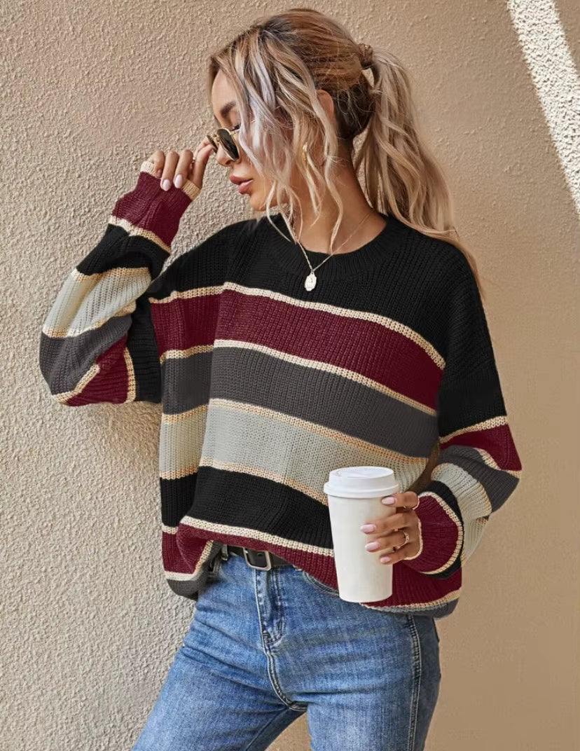 Serenelle | Striped Women's Sweater with Crew Neck &amp; Relaxed Fit