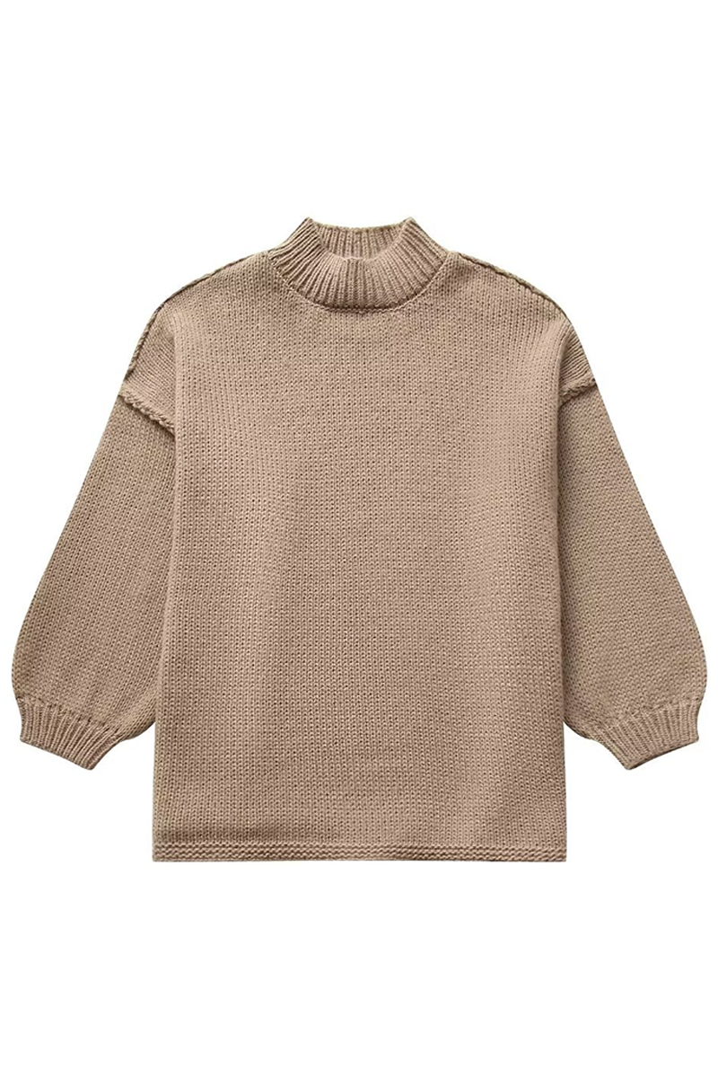Damenpullover mit Rundhalsausschnitt und Puffärmeln