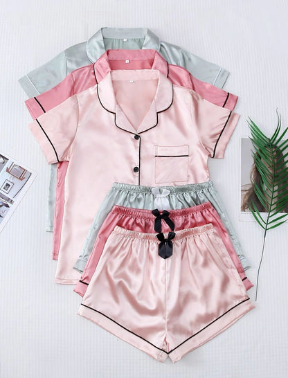 Luxury Satin Pajama Set - Comfortable 3-piece Pajama Ensemble 