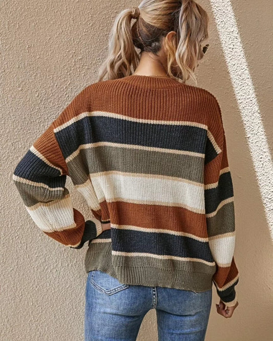 Serenelle | Striped Women's Sweater with Crew Neck &amp; Relaxed Fit