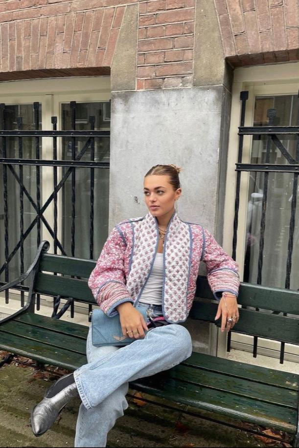 Stylische Kurzjacke mit Patchwork-Print