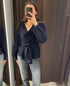 malvenfarben | Strickjacke mit Knoten