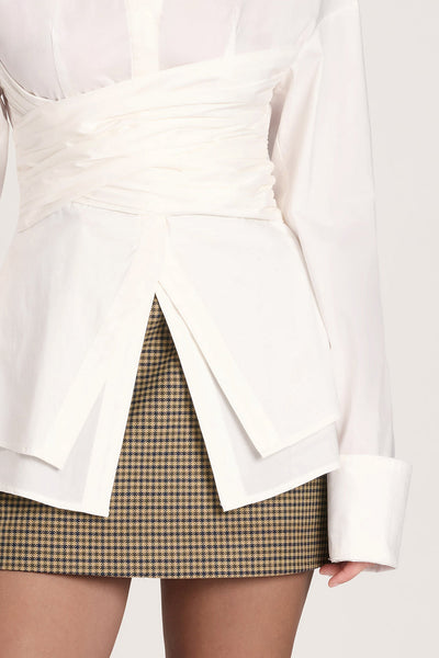 Jaeda Wrap Blouse | Witte Oversized Blouse met Taillerend Detail