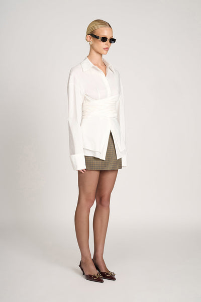 Jaeda Wrap Blouse | Witte Oversized Blouse met Taillerend Detail