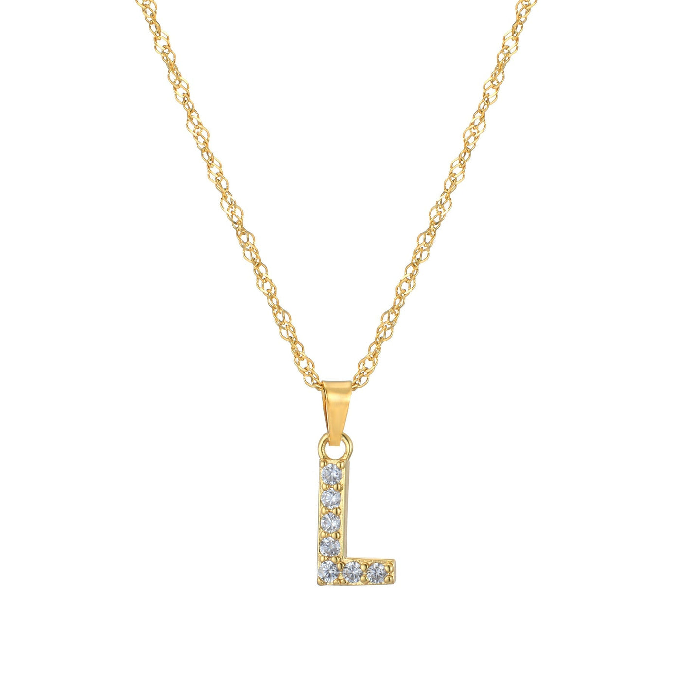 Letter Necklace with Zirconia