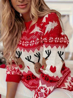 Lotte Marceau | Luxuriöser gestrickter Weihnachtspullover mit Rentiermuster 