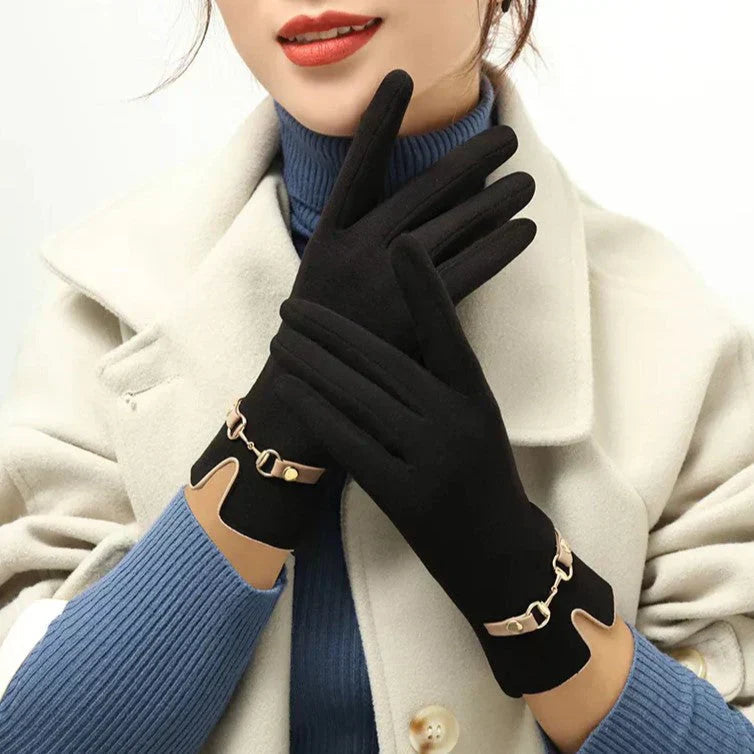 Elegant Women's Gloves | Warm Gloves with Stylish Chain Detail