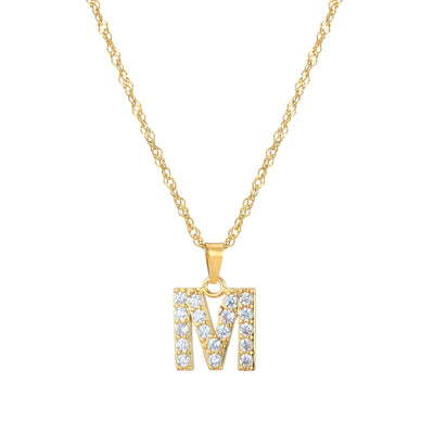 Letter Necklace with Zirconia