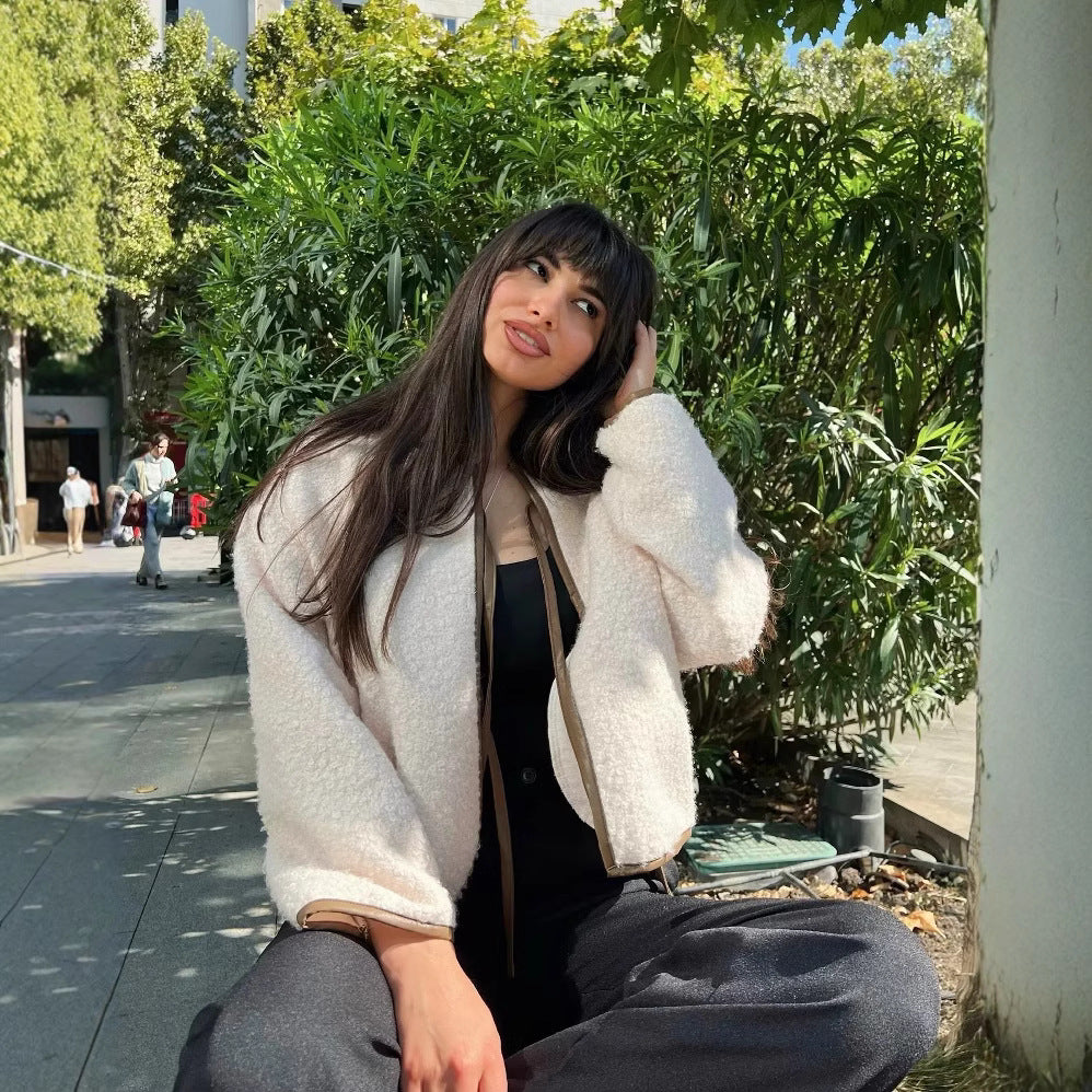 Maria Moreaux | Korte Gebroken Witte Jas van Polyester