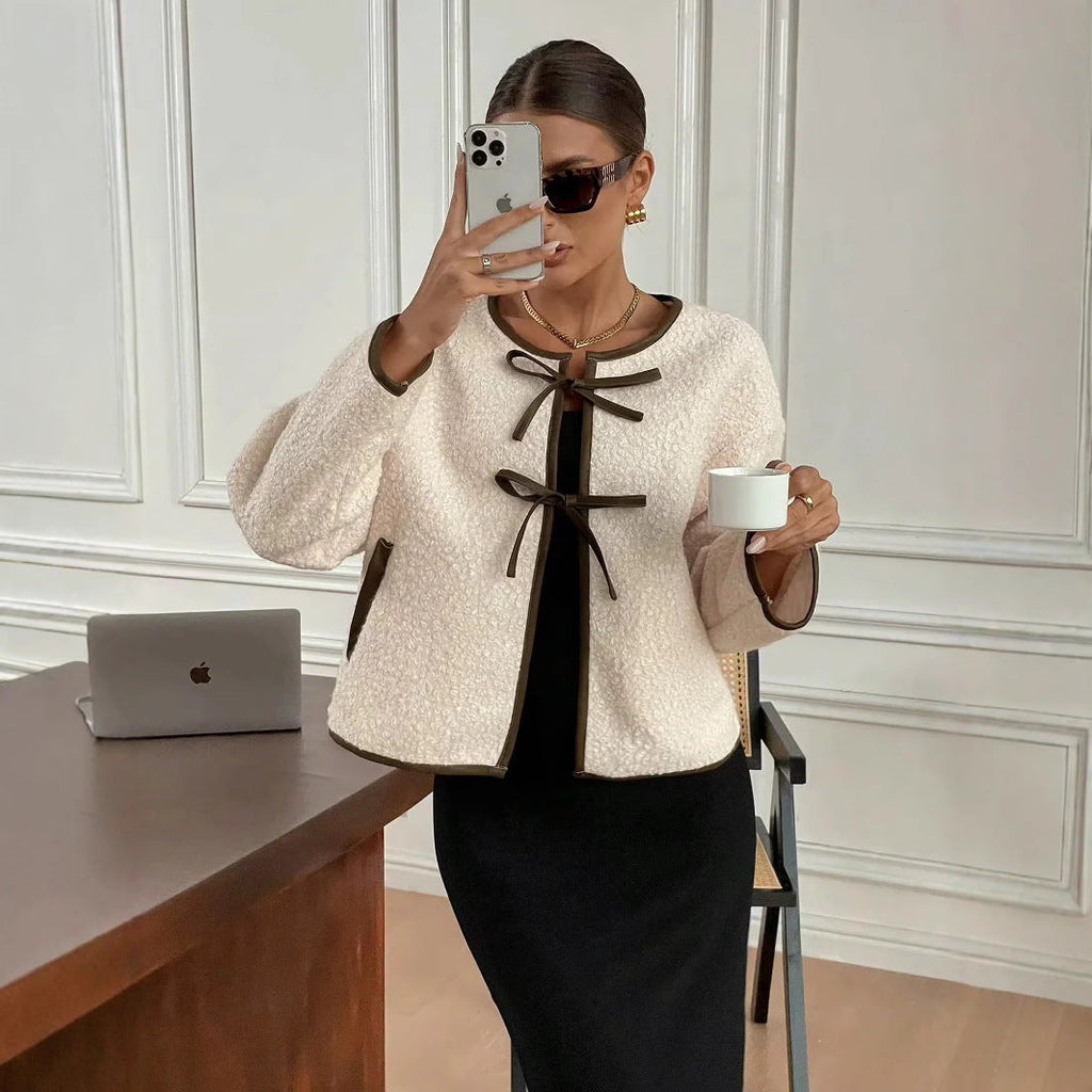 Maria Moreaux | Korte Gebroken Witte Jas van Polyester